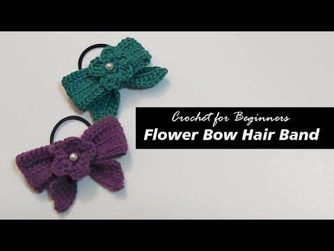 How to Crochet Hair band with English subtitles l l Flower Bow Hair band Crochet in Tamil