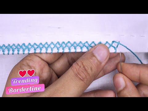 Hand Embroidery | Super trending borderline hand embroidery tutorial | Border lace embroidery