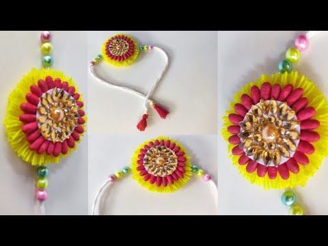 How To Make Rakhi At Home|DIY|Handmade Rakhi|Rakhi Making With Wool And Earbuds|Simple Rakhi Design