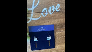 REVIEW: SWAROVSKI Women's Iconic Swan Blue/White Crystal 2 IN 1 earrings Rhodium Plated 5512577