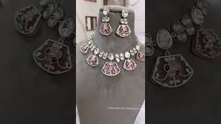 Antique silver kundan Stone Necklace..More Colours Available DM What's app-7023026057 #germansilver