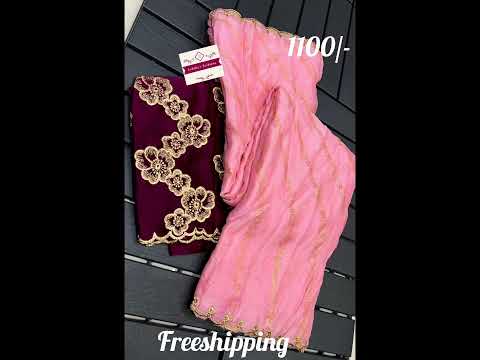 //Soft Most demanded designery georgette sarees with scalp border//r#sarees#ytshorts#trendy#online#