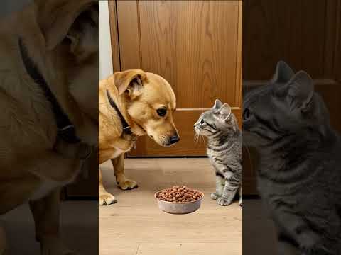 A funny dog and a cat who gets the last treat #cutedog #catlover