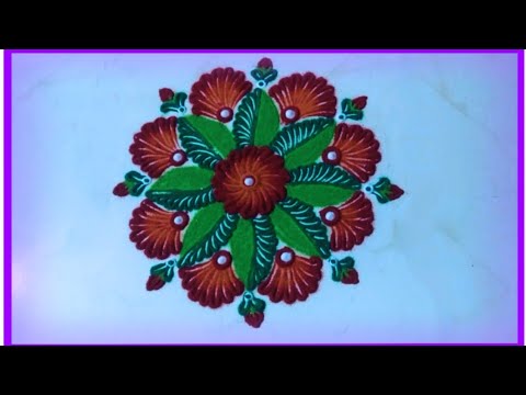 घाई गडबडीत पटकन होईल अशी सुंदर रांगोळी ,Simple Rangoli design