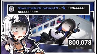 Shiori did not expect to see Rissa dying on her stream as she reaches 800k【 hololive EN 】