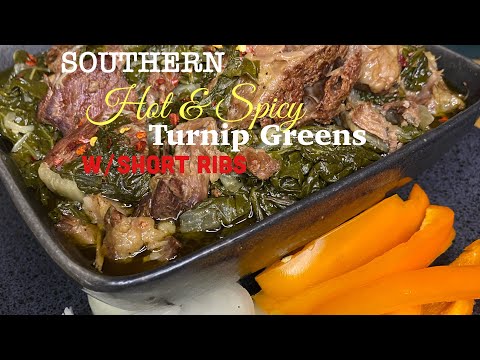 SOUTHERN HOT&SPICY TURNIP GREENS W/SHORT RIBS @cookingwithjudycaldwell6376