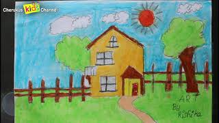 Easy Landscape Drawing for kids learn nature Drawing for kids  by Rishi