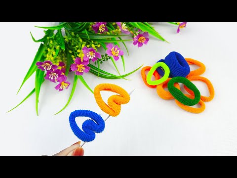 Easy Flower Making for beginners - Hair Rubber Band craft ideas - Rubber Band Flower Tutorial