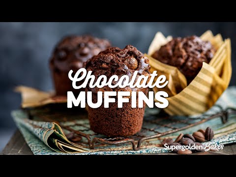 Chocolate Muffins (Air Fryer or Oven) | Supergolden Bakes