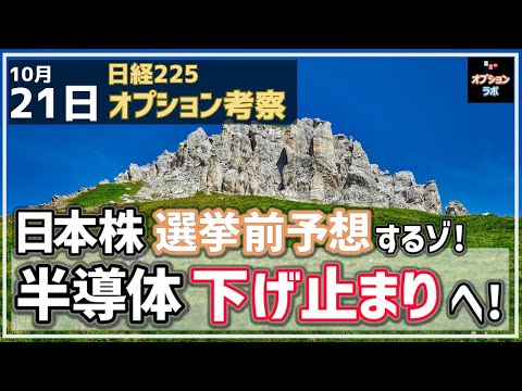 【日経225オプション考察】10/21 日本株 選挙前予想するゾ！ そして半導体は下げ止まり期待！