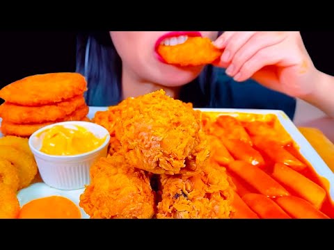 ASMR, Mukbang Crispy Chicken, Tteokbokki Eating Vlog 바삭한 치킨, 떡볶이 먹기 @stellaasmrofficial