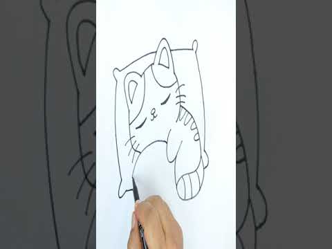 Aprende a dibujar un gatito jugando con un pez