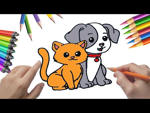 Dibujos de perro y gato para colorear