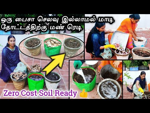 🏡Maadi thottam beginners🌱zero cost soil for garden /பைசா செலவு இல்லாமல் மாடி தோட்டத்திற்கு மண் ரெடி👍