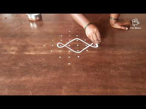 kambi kolam with dot 7×1| Nelli kolam|melikala muggulu|rangoli|maakolam|wet rice flour kolam