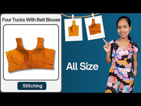 4 Tucks Belt Blouse Cutting and Stitching/ How to Make 4 Dart Belt Blouse sewing Tutorial #blouse