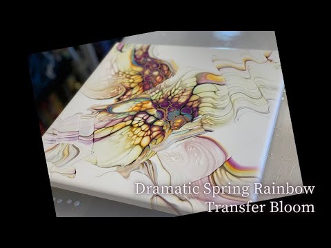 #201 Dramatic Spring Rainbow 🌈 Transfer Bloom | Acrylic Pour Painting | Abstract | Fluid Painting