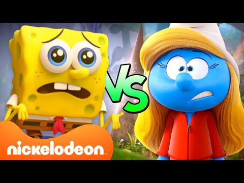 SpongeBob vs Smurfs: Who Gets Lost More? 🧭 | @Nicktoons