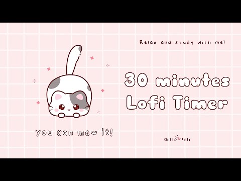 30 minutes - Relax & study with me Lofi | Wiggly Cat - Misty #timer #30minrelaxingmusic  #relaxing