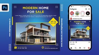 Modern Home Banner Design In Photoshop | Digital Grow Up | #graphicdesign #digitalmarketing