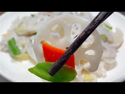 Stir-fried lotus root slices, it’s wrong to put them directly into the pan. I’ll teach you a tric