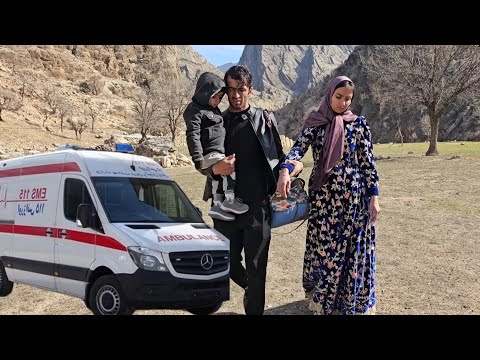 The patient of Radman Wassam and Fatemeh and their crossing the river to go to the doctor.