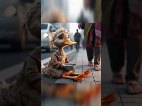 ये बेचारा भूंखा प्यासा बदक रोड पर कटोरा लेकर भीख मांग रहा है 😰 mind blowing creators #cute #animals