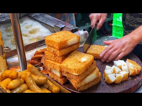 Street food collection in Taiwan traditional market！ Cutting raddish cake with deft hands