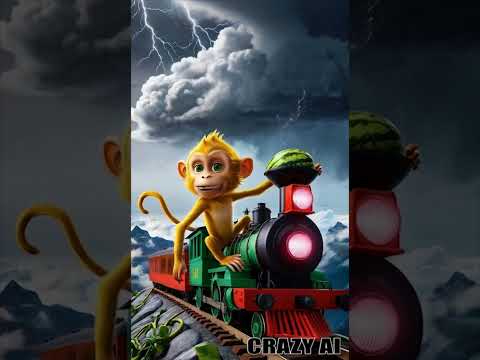 Watermelon Express Hijacked by Monkey 🚂🍉 | Viral Fun! || #shorts #viralvideo  #funny #crazyai