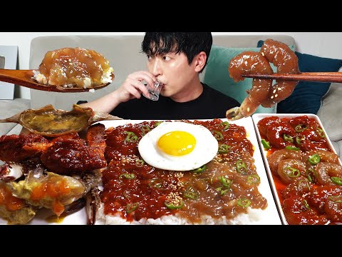 Soy sauce crab, seasoned crab, spicy shrimp MUKBANG REALSOUND ASMR EATINGSHOW