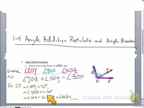 geo 1-3 and 1-4 concept guide part II: addition postulates and bisectors