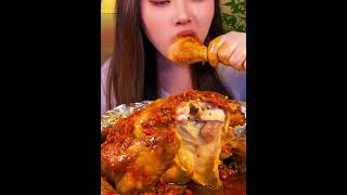 Eating Spicy Chicken ASMR Whisper Mukbang #shorts #mukbang #chicken #asmr