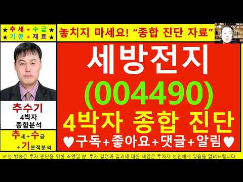 세방전지(004490)종목진단및향후주가전망 추수기(추수)전문가