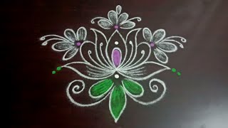 Chithra powrnami lotus rangoli // Beginners lotus kolam // Thamarai kolam // Latha kolam