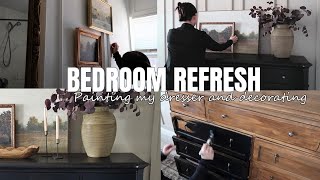 Small bedroom refresh ! Painting my dresser black!