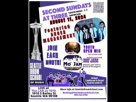 Second Sundays at THREE! Youth Music Showcase featuring ANGER MANAGEMENT! 8-11-24