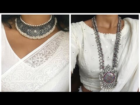 WHITE SAREE JEWELLERY // #SareeJewellery that you can wear with #white sarees #ideas