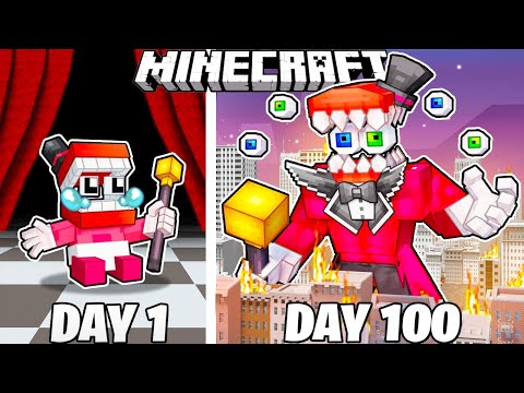 I Survived 100 Days as CAINE in HARDCORE Minecraft!