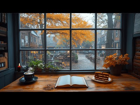 Soft Jazz Relaxing Music 🍁☕️ Cozy Autumn Cafe Ambience with Rain Sounds to Reading, Focus, Studying