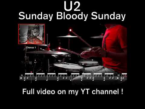 U2 - Sunday Bloody Sunday - Drum cover (with scrolling drum score) #drumcover #drumscore