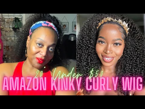 Budget friendly human hair wig from Amazon kinky curly headband wig