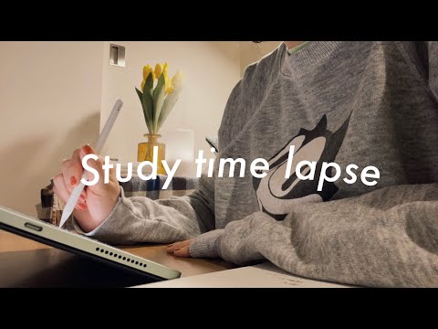 Study time lapse | 仕事終わりに少しだけ頑張る毎日🕯📖 | with relaxing piano music and bonfire🪵🔥