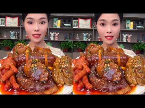 Spicy food pork mukbang