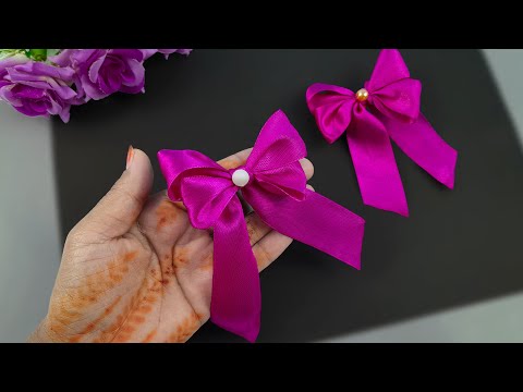 how to tie a bow | Easy hair bow making with ribbon