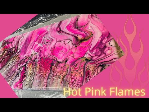 #193 Flamin’ Hot Pink Swipe Transfer Swipe | Acrylic Pour Painting | Abstract | Fluid Painting