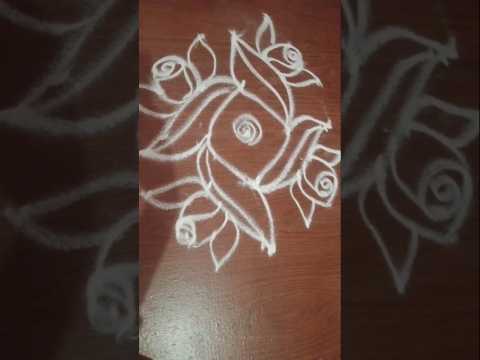 Easy rangoli design #daily #rose design #rangoli #rangolidesign