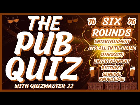 Pub Quiz No76 - 6 Different Rounds - 38 Questions & Answers - 72 Points to Win. trivia/quiz Fun Quiz