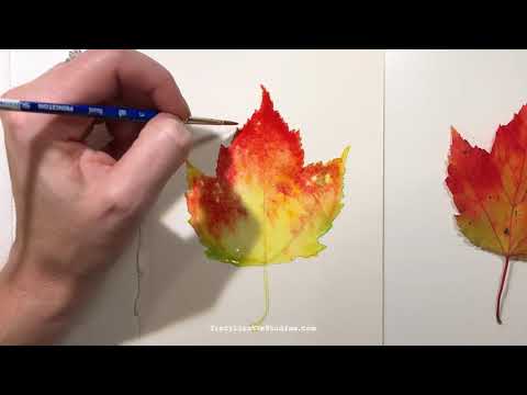 Orange Speckled Leaf Watercolor Painting