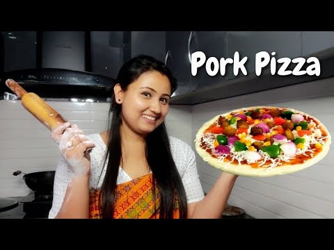 Pork Pizza without Oven | Desi Pizza without Yeast | Pizza in Kadai 🍲 | How to make Pizza 🍕 |