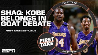 Shaq says Kobe Bryant belongs in GOAT debate 🐐 Stephen A. & JWill respond | First Take